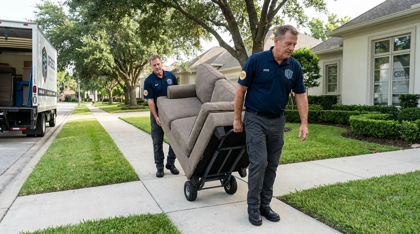 Local residential moving crew loading furniture in Vandalia, IL